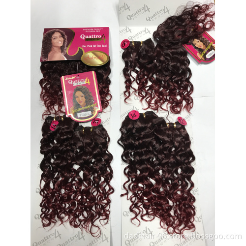 Hot sale Adorable synthetic hair extensions heat resistant fiber Spanish wave 4pcs 8-14 inches +fringe with free closure